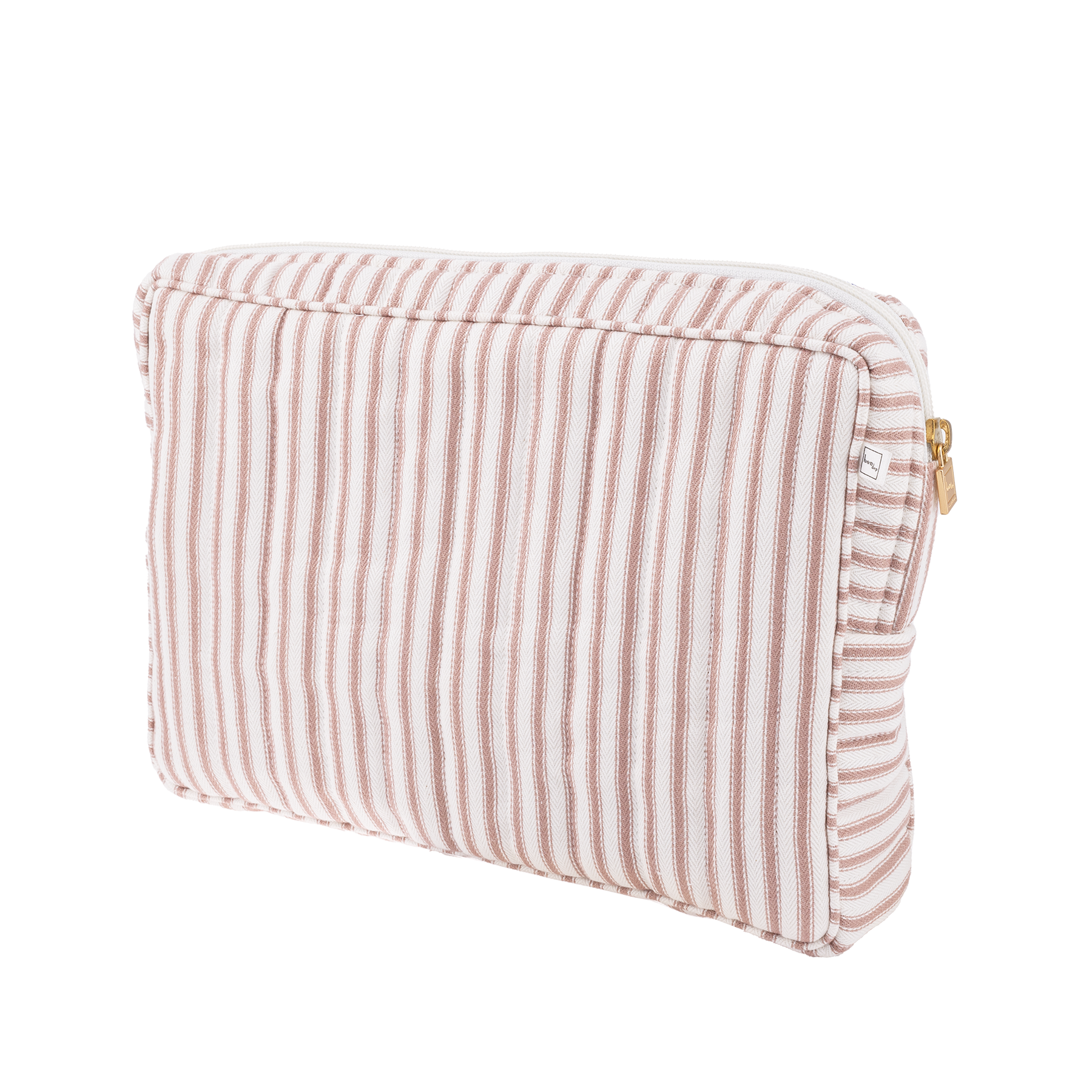 Image of Pouch big mw Ticking stripe dusty pink from Bon Dep Essentials