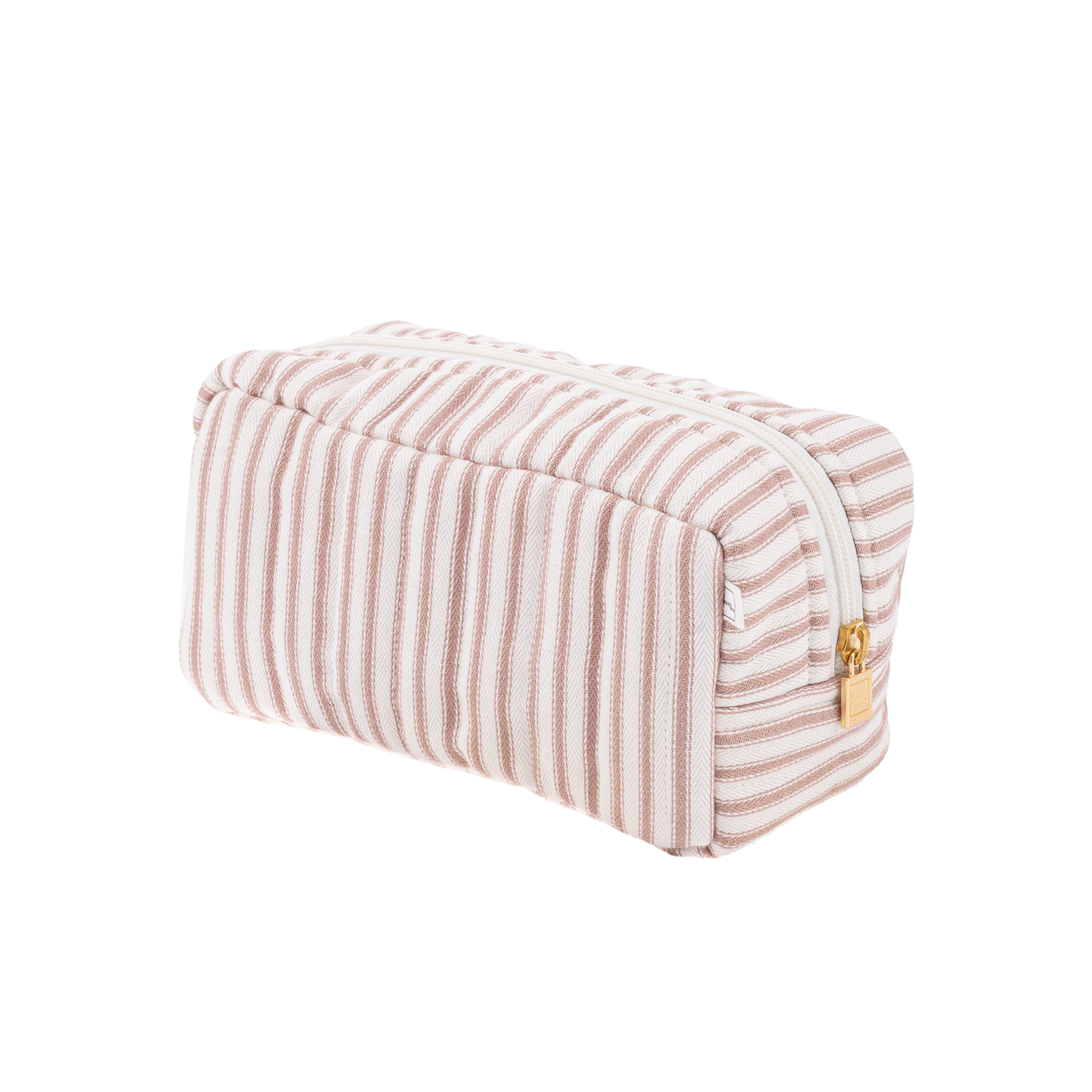 Image of Pouch XS square mw Ticking stripe dusty pink from Bon Dep Essentials