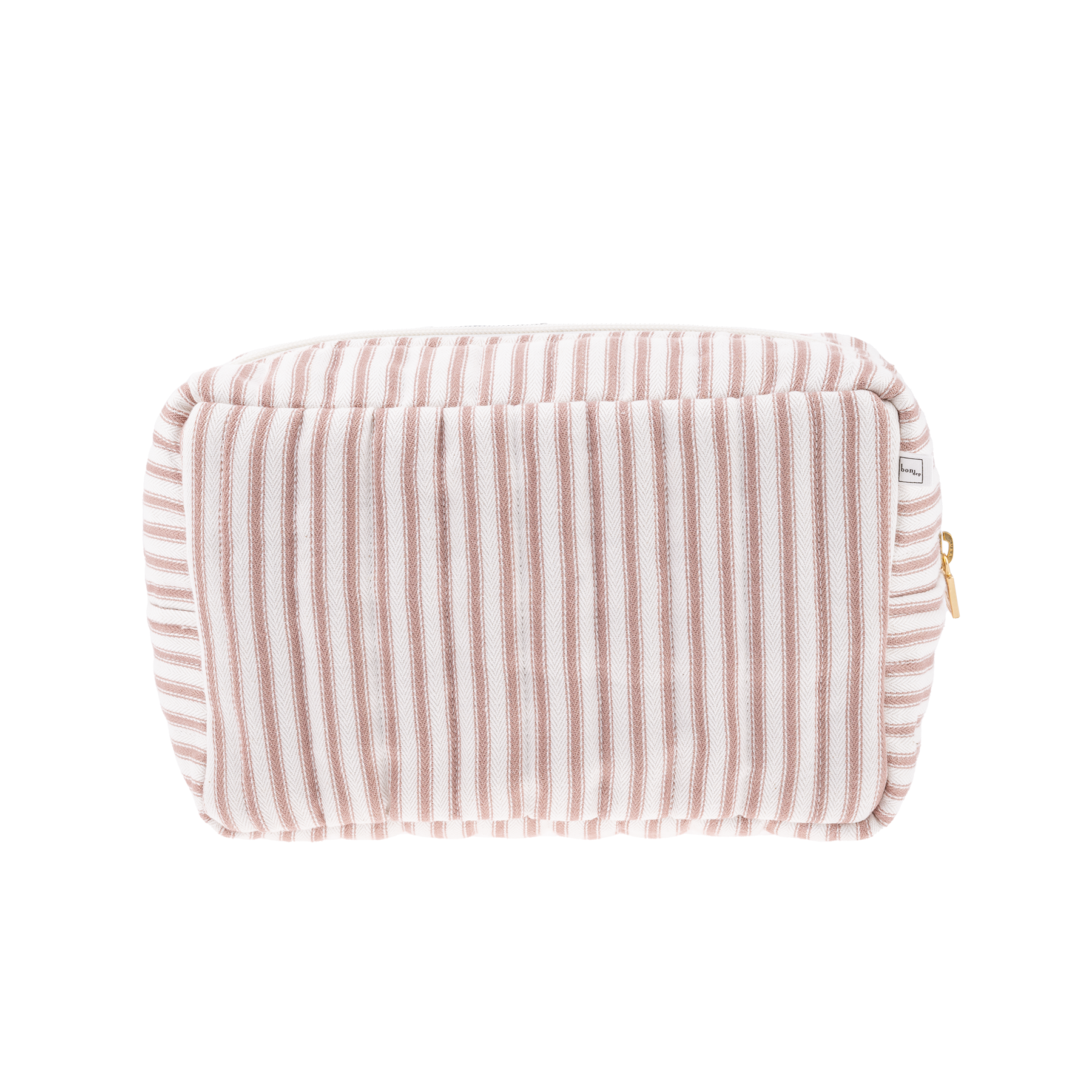 POUCH SQUARE MW TICKING STRIPE DUSTY PINK