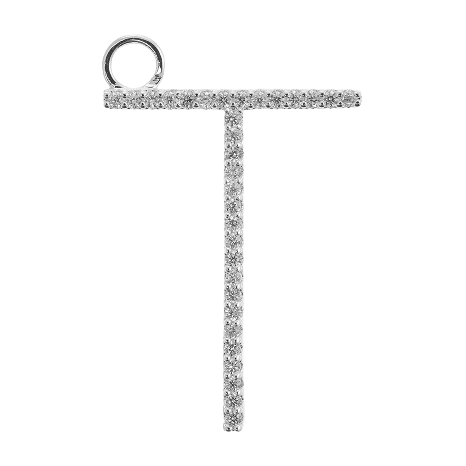 Large Letter Necklace Silver T