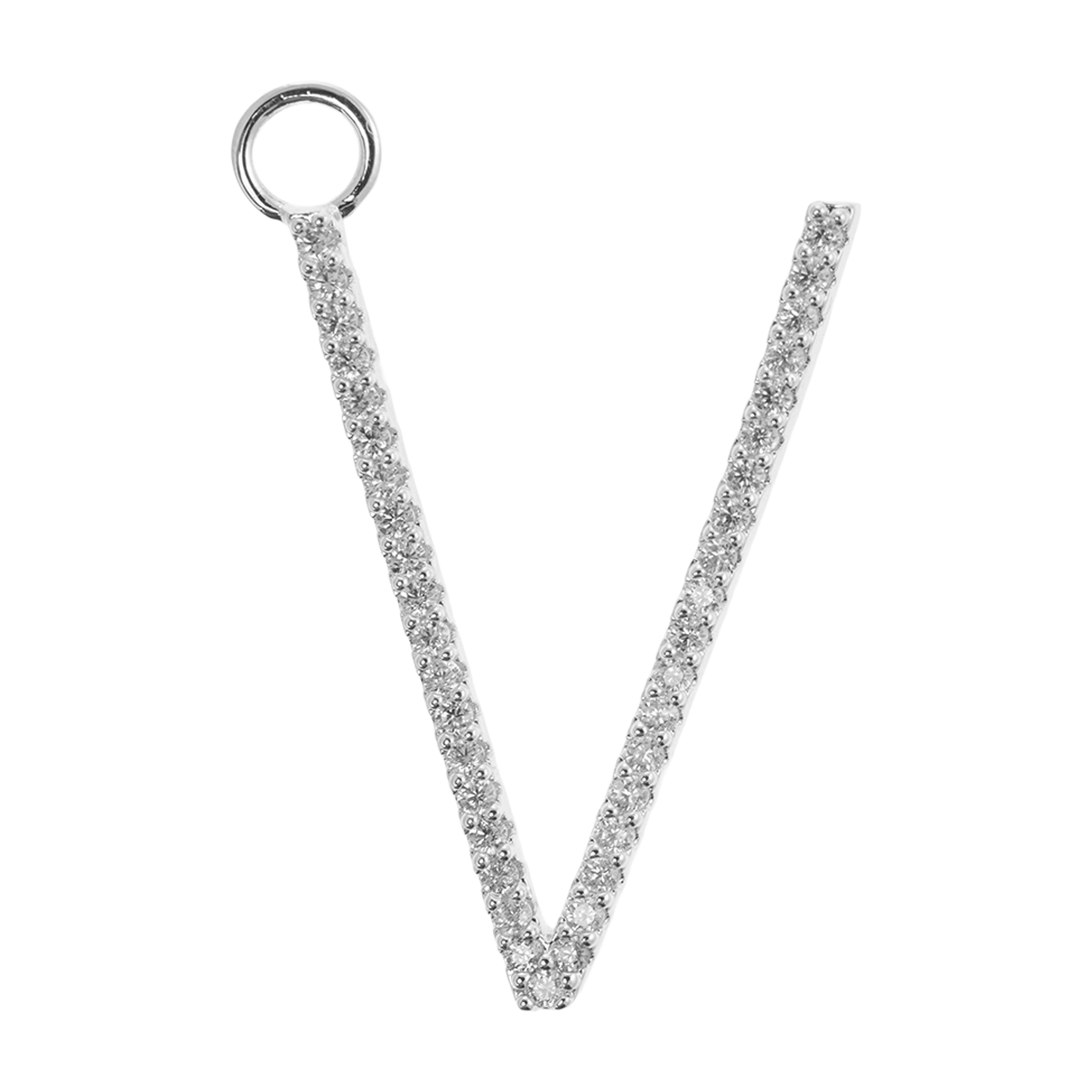 Large Letter Necklace Silver V