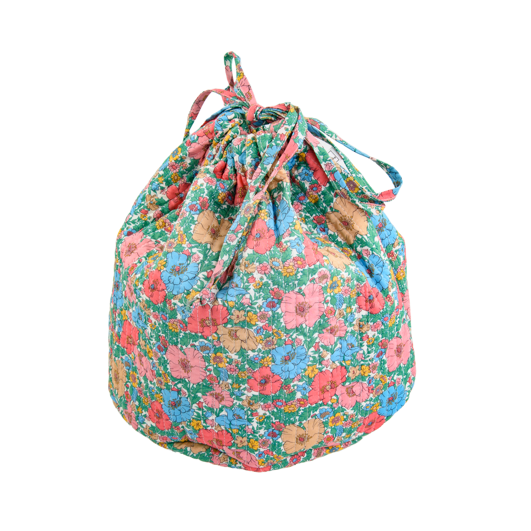 Image of Pouch round mw Liberty fabric Meadow song Peach from Bon Dep Essentials